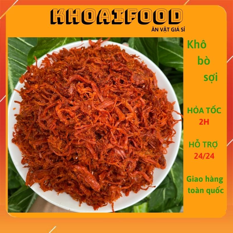 Khô bò sợi xé cay Hồng Ngự 500g làm bánh tráng, ăn vặt cay ngon nhức nách