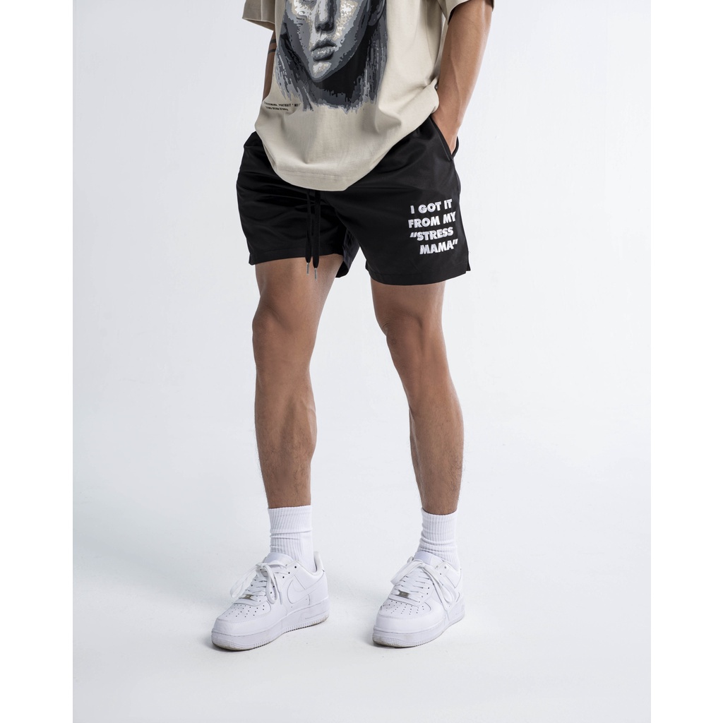 Stressmama Quần shorts IGIFMS SHORTS V2 màu đen chất liệu 100% Polyester Local Brand