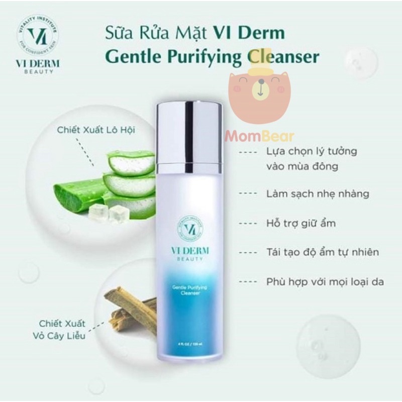 VI Derm Beauty Gentle Purifying Cleanser – Sữa Rửa Mặt Làm Sạch Da Dịu Nhẹ 120ml