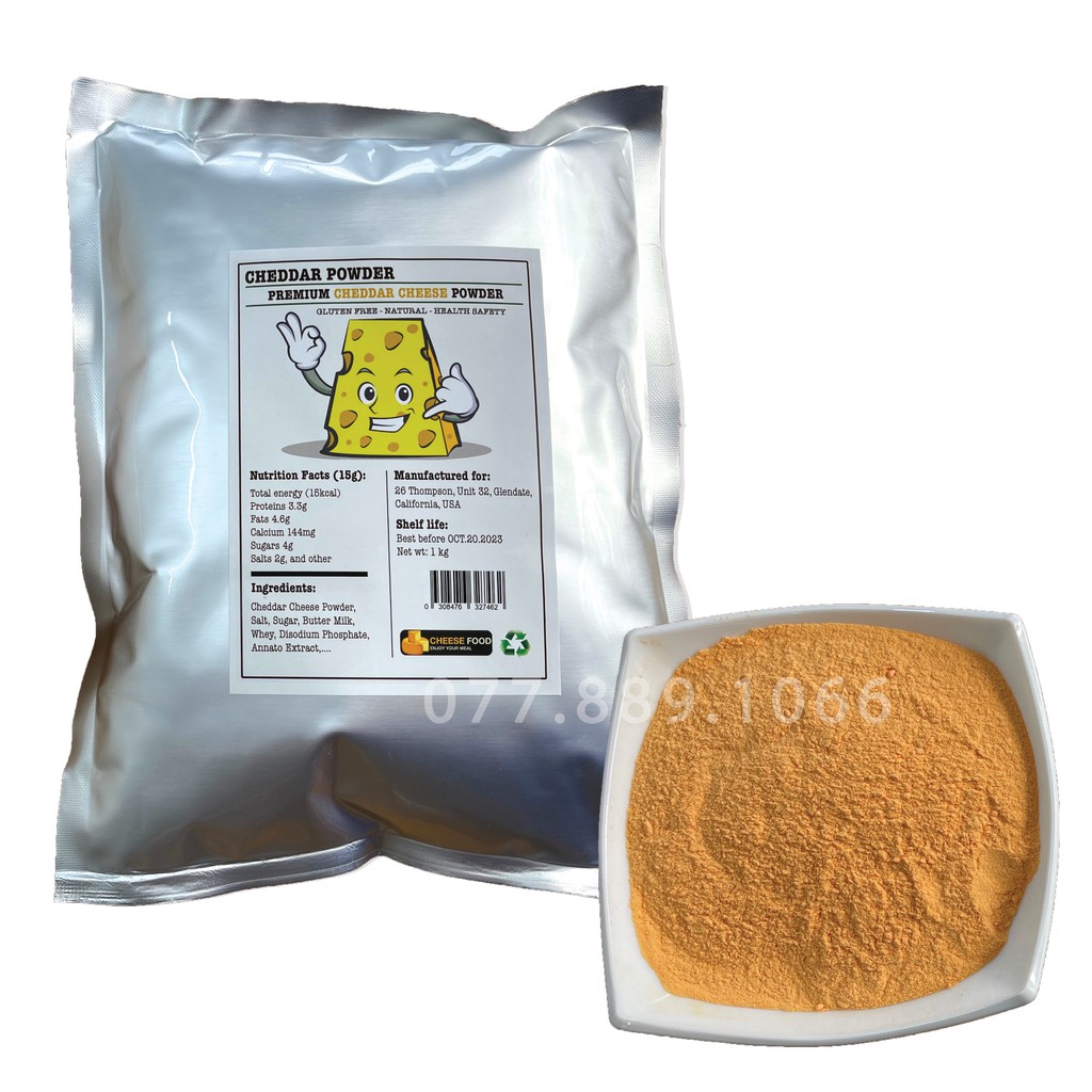Bột phô mai Cheddar Cheese Powder - Bột phô mai lắc nguyên chất gói 1kg