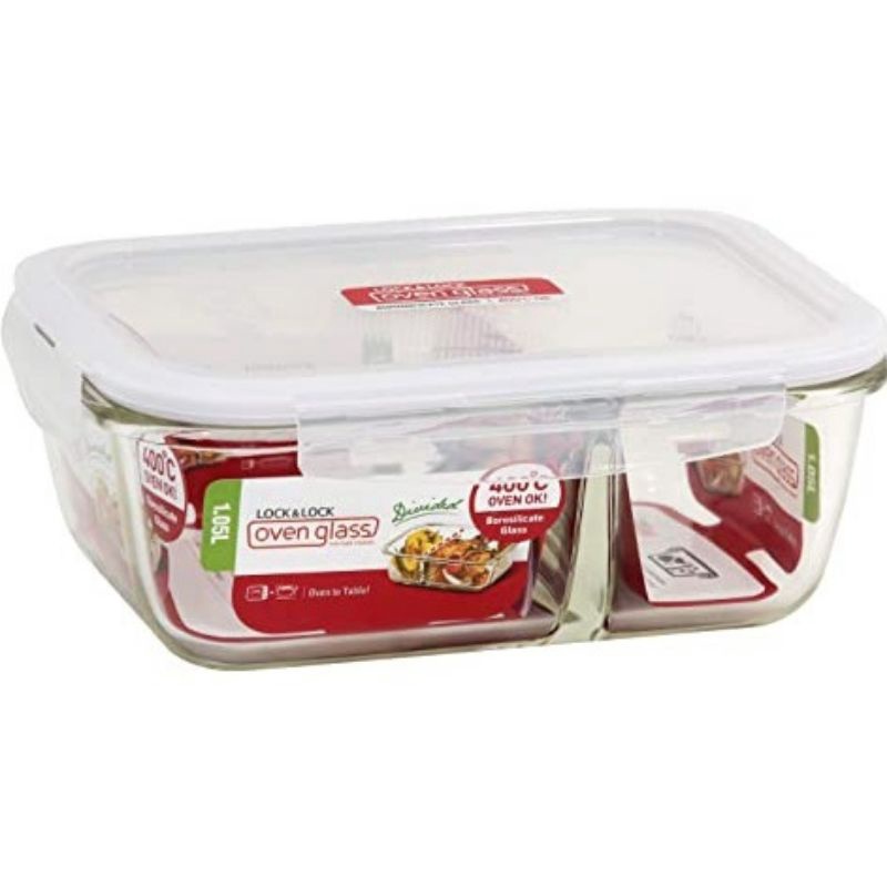 Hộp thủy tinh chịu nhiệt 2 ngăn Lock Lock 1000ml