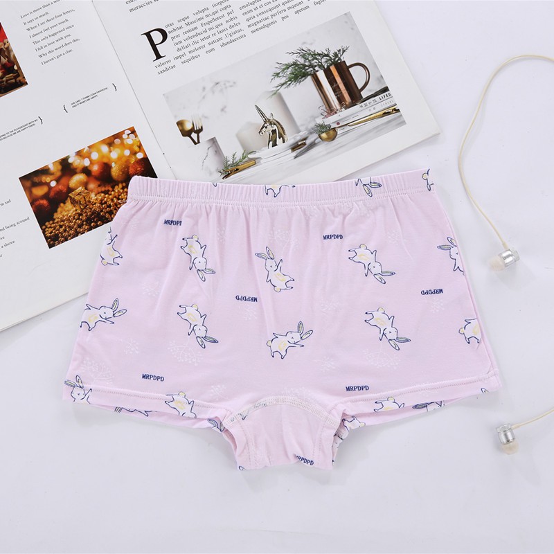 Combo Hộp 4 quần lót dạng đùi vải cotton Hàn Quốc cho bé gái mẫu Con Thỏ Giấy