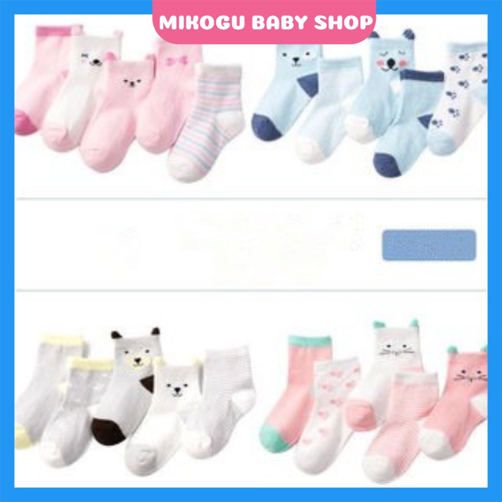 Tất Trẻ Em FREESHIP Set 5 Đôi Tất Cotton cổ cao hình ngộ nghĩnh đáng yêu  Tất cao cổ cho bé gái bé trai mã H8