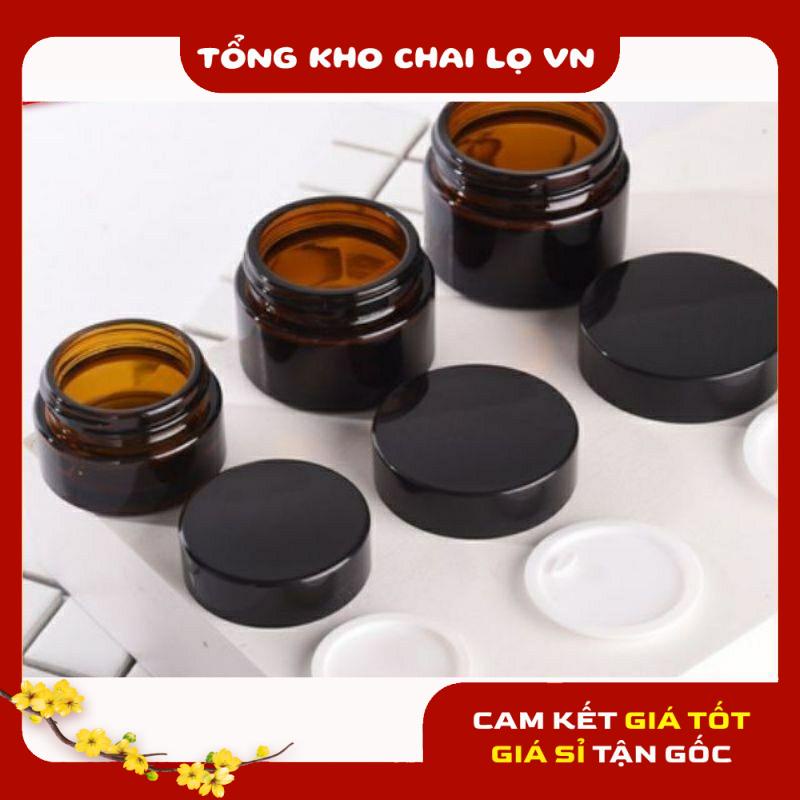 Hủ Đựng Kem ❤ SIÊU RẺ ❤ [Sỉ 5.6k] Hũ kem thủy tinh nâu 15g,20g , Hũ đựng mỹ phẩm , phụ kiện du lịch