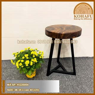 Ghế gỗ me tây kết hợp cùng với chân sắt.