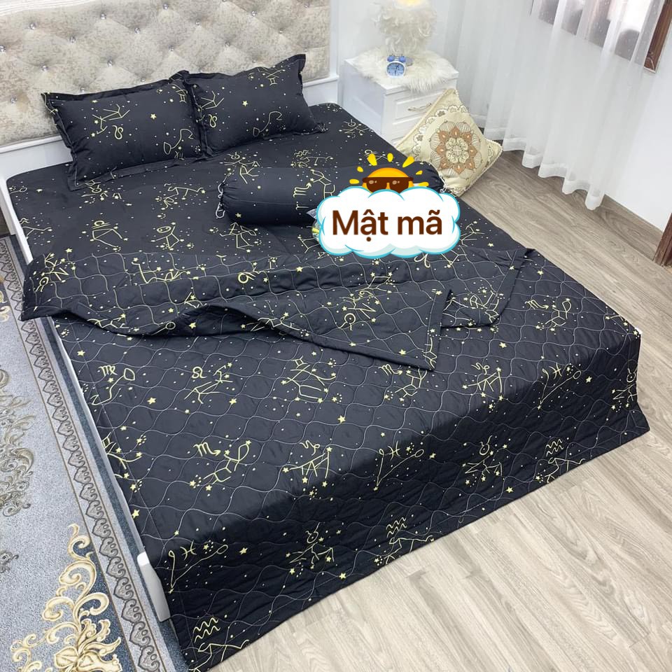 [CÓ SẴN - ẢNH THẬT] Bộ chăn ga cao cấp - Set chăn ga 5 món, chất liệu cotton poly, thấm hút tốt, không bai nhão, xù lông