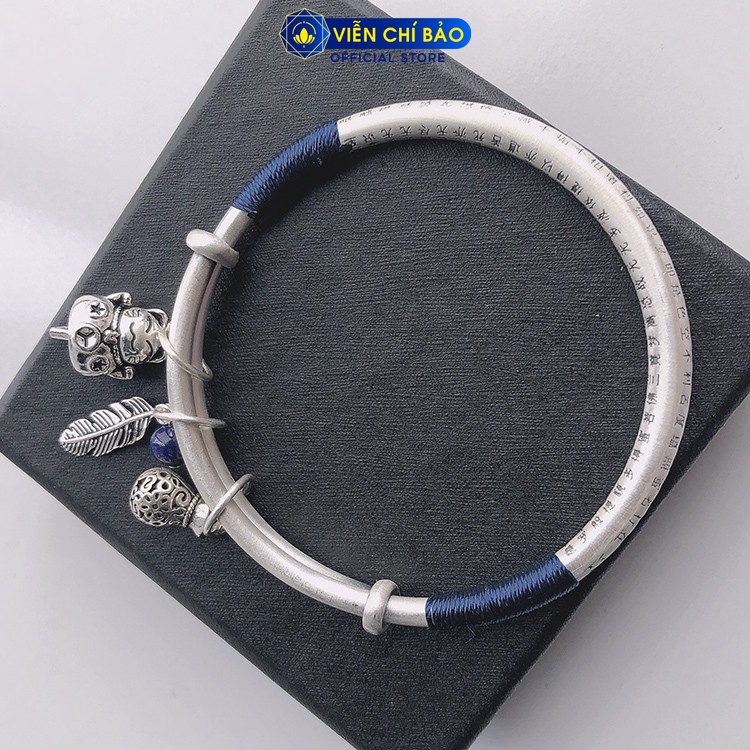 Kiềng tay bạc nữ khắc Bát Nhã Tâm Kinh charm bạc Thái 925 thời trang phụ kiện trang sức nữ Viễn Chí Bảo L000158