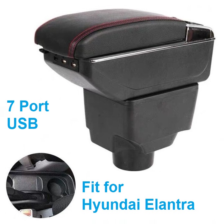 Hộp tỳ tay, đệm tỳ tay lắp cho xe ô tô Hyundai Elantra tích hợp 7 cổng USB