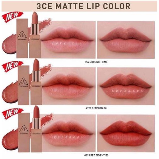 [ sea.cosmetics ] Son 3CE Matte Lip Color mẫu vỏ vàng 2018