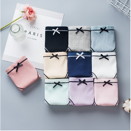 M94.  Quần lót cotton viền sắc màu đính nơ Cristal