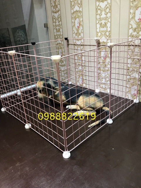 Chuồng quây chó mèo.8 tấm lưới Màu hồng. Size 37.47cm