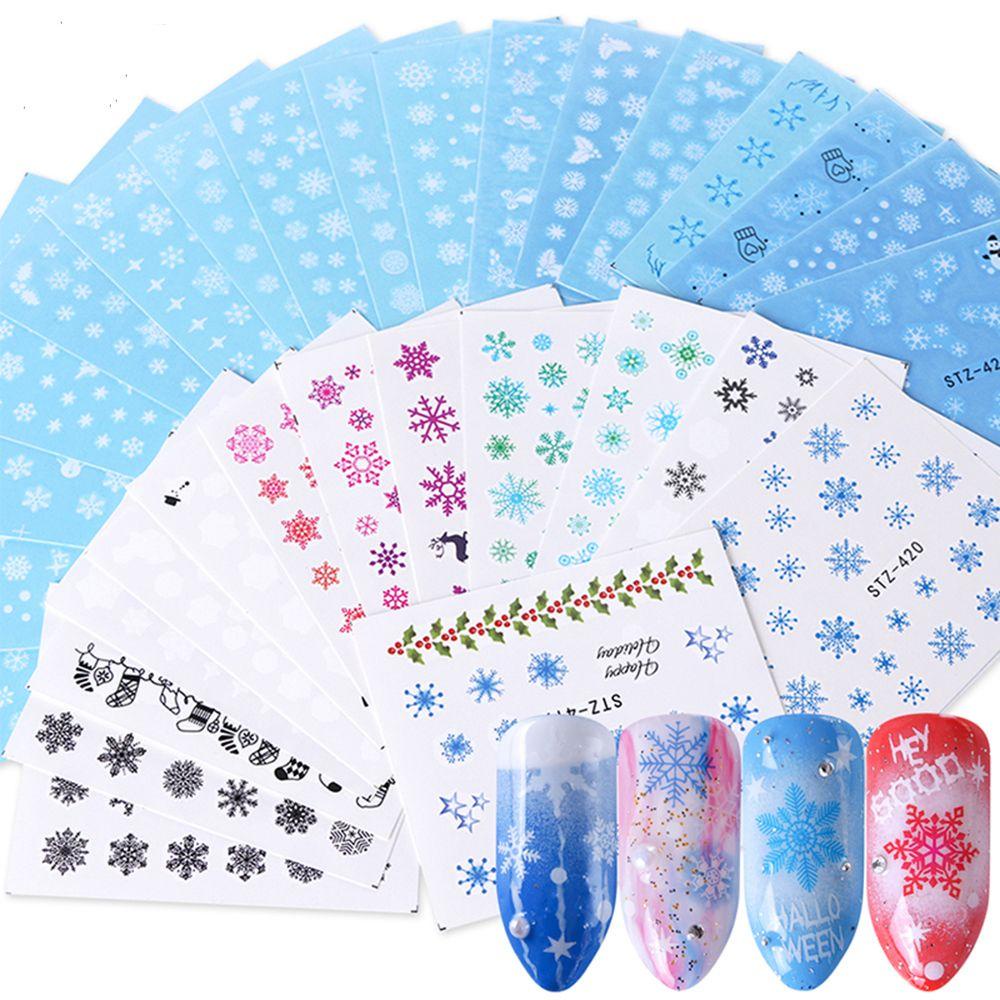 BSUNS Sticker Dán Móng Nghệ Thuật Họa Tiết Giáng Sinh Màu Trắng Thời Trang