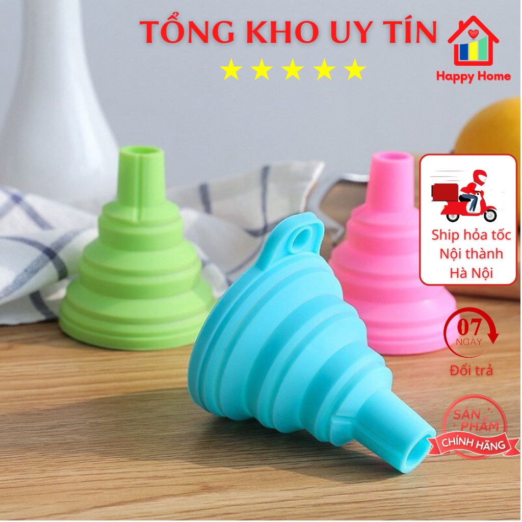 Phễu rót chất lỏng gấp gọn nhỏ xinh chất liệu silicon chịu nhiệt tốt Happy Home