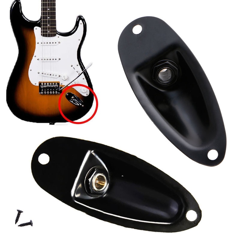 Ổ Cắm Đầu Ra Màu Đen Kèm Ốc Vít Cho Đàn Guitar Fender Strat