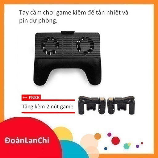 COMBO Tay cầm chơi game kiêm đế tản nhiệt, pin dự phòng 2000mah cho điện thoại + nút bấm c9 pubg