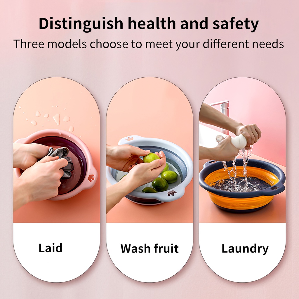 Foldable Washbasin with Handles Travel Basin with Hanging Holes Collapsible Portable Baby Basin for Home Camping