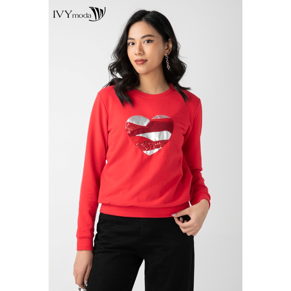 Áo sweater nữ in hình trái tim IVY moda MS 58B8815