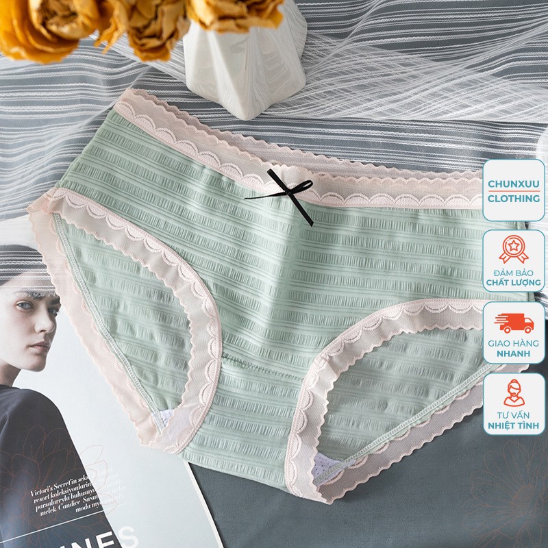 Quần lót nữ đúc su thun lạnh siêu mát kẻ tre co dãn Chunxuu, thoáng khí không hằn viền ren ngọt ngào nữ tính - QC34