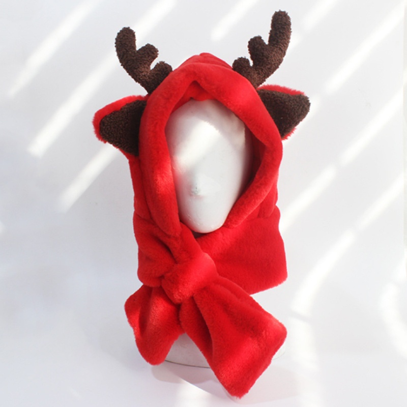 Mũ Trùm Đầu Kiêm Khăn Choàng Cổ Bằng Vải Bông Siêu Mềm Ấm Áp Hình Tuần Lộc