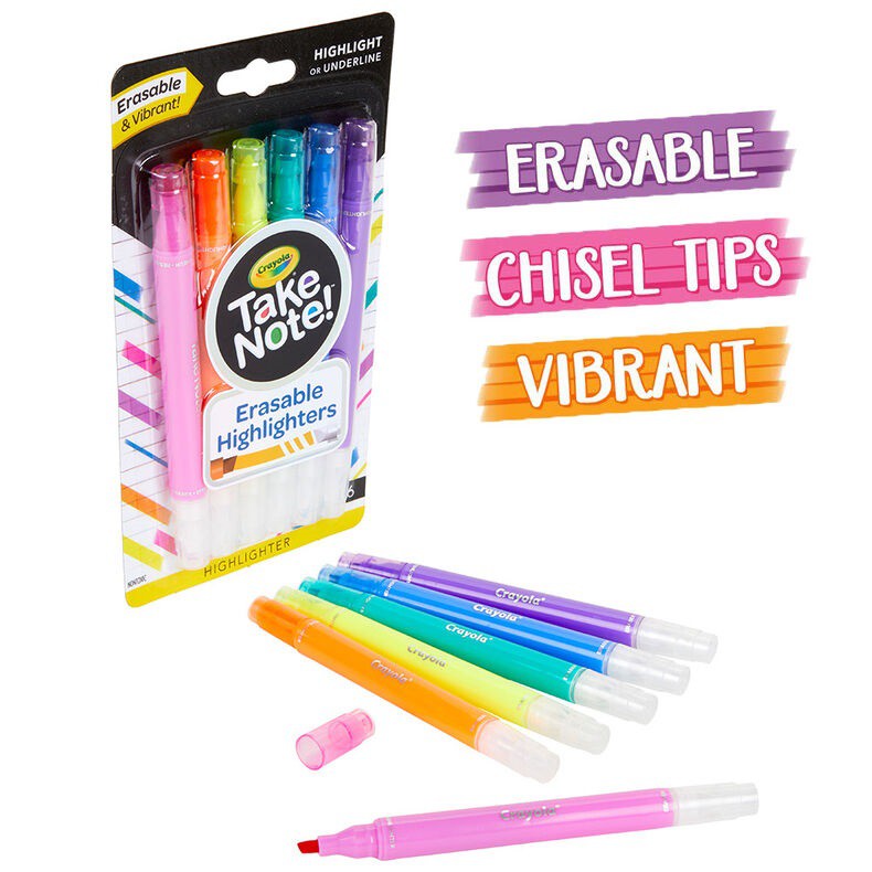 Bộ 6 bút Dạ quang Ghi chú kèm đầu tẩy Crayola - 5865040001