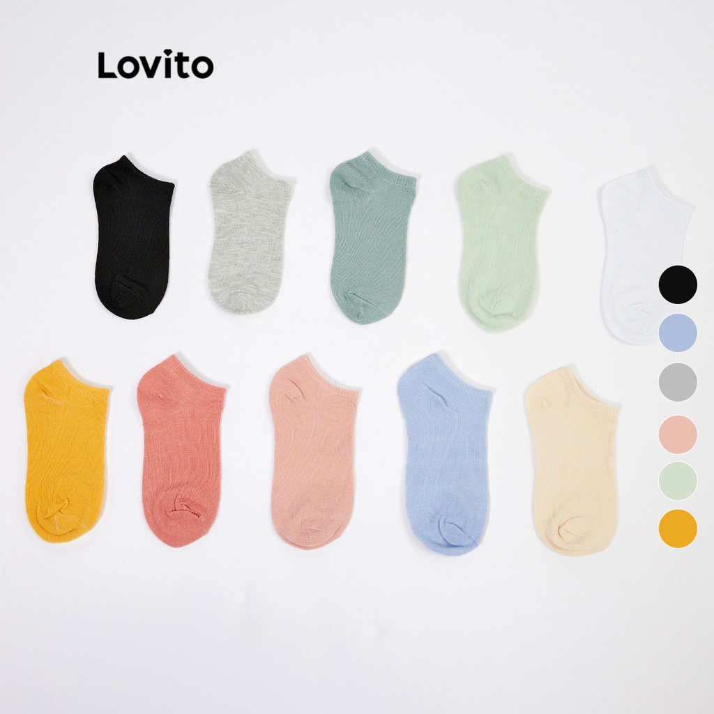 Lovito Tất trơn cơ bản Nhiều màu sẵn Vớ LL4029 (Xanh nhạt / Xám / Hồng / Xanh bạc hà / Be / Đen)