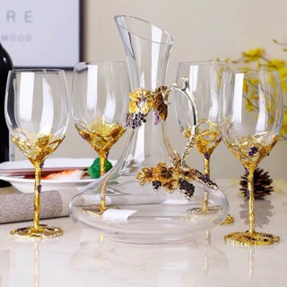 Bộ ly rượu vang dát vàng ( săn )