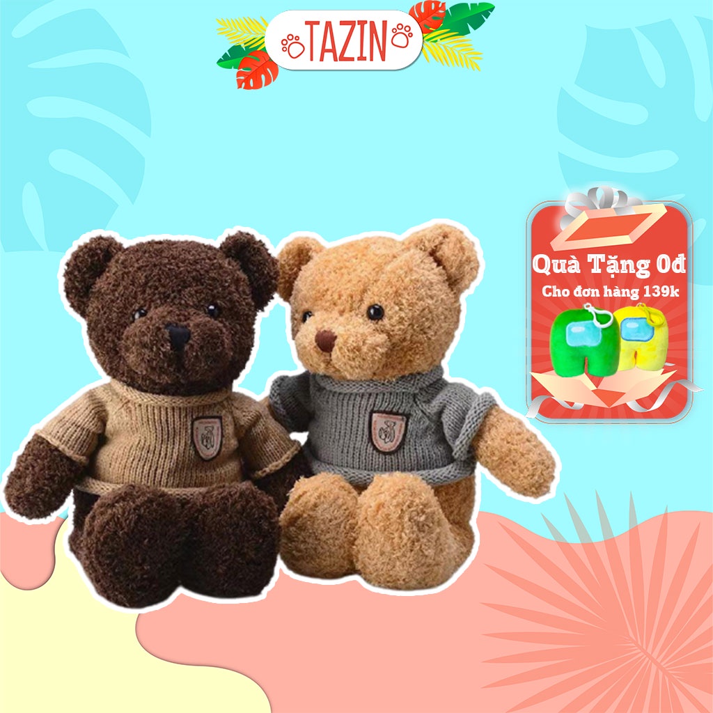 Gấu bông teddy head tales, teddy head tales bông len mini cao cấp Tazin