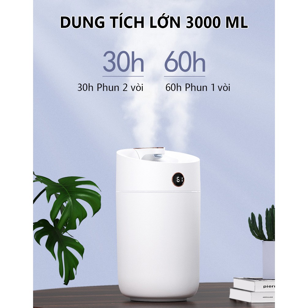[TẶNG TINH DẦU] Máy Tạo Độ Ẩm Không Khí Humidifier X12 Dung Tích 3 Lít Công Suất 180ml/h
