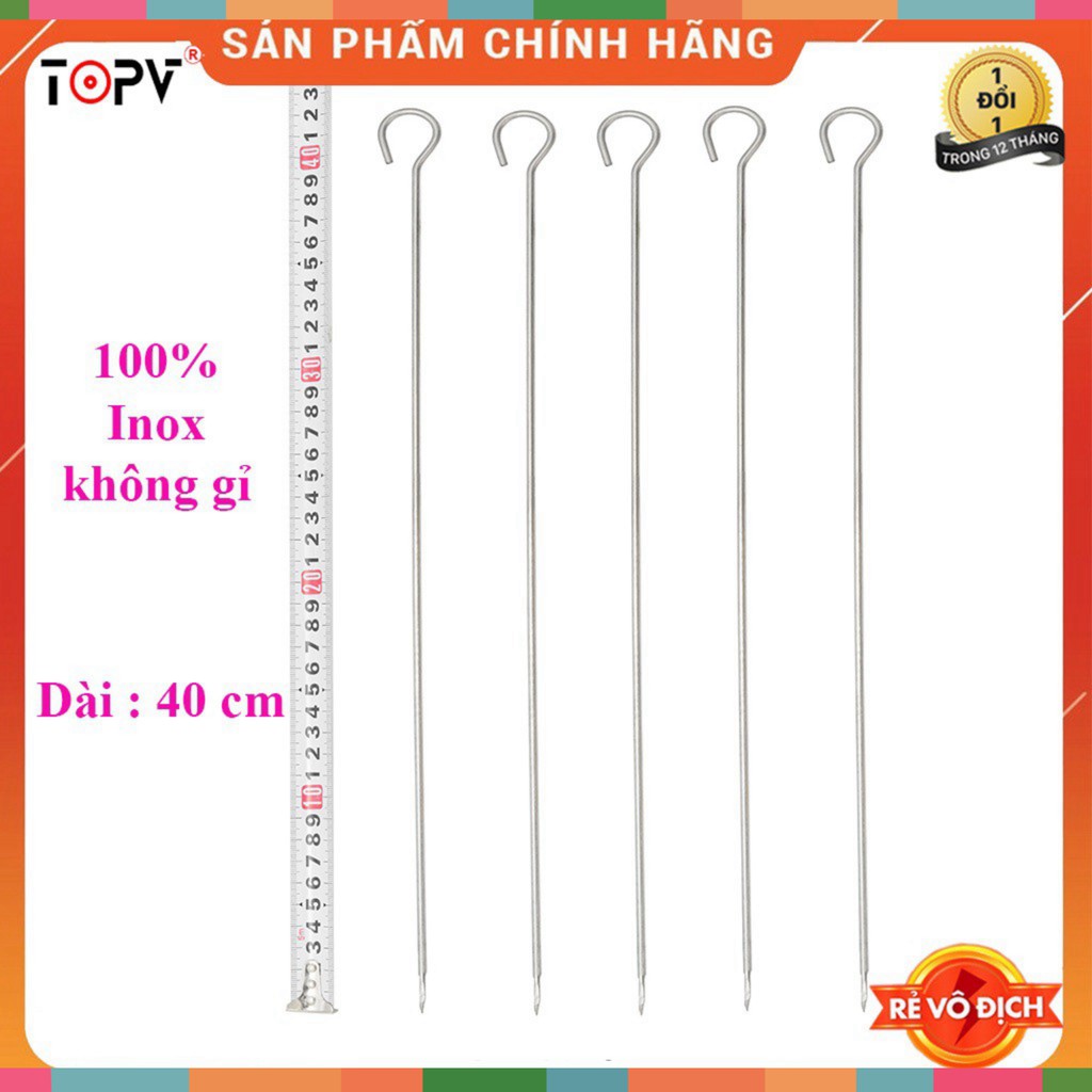 Que xiên thịt nướng TopV 42cm, phù hợp bếp TopV V5M và V5S, xiên nướng Inox cao cấp, không gỉ, xiên nướng thịt, siêu bền