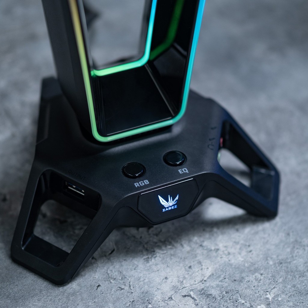Giá treo Tai Nghe Gaming kiêm Hub USB 3.0 ZADEZ RGB ZEKE ZHS-702G + Soundcard 7.1 Surround Jack 3.5mm | Hàng Chính Hãng