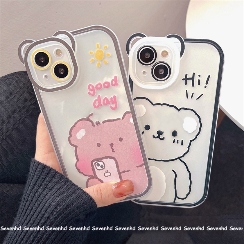 Ốp Điện Thoại Mềm Hình Gấu Uống Trà Sữa Cho iPhone 14 13 12 11 Pro Max Xs Max Xr X 6 6s Plus