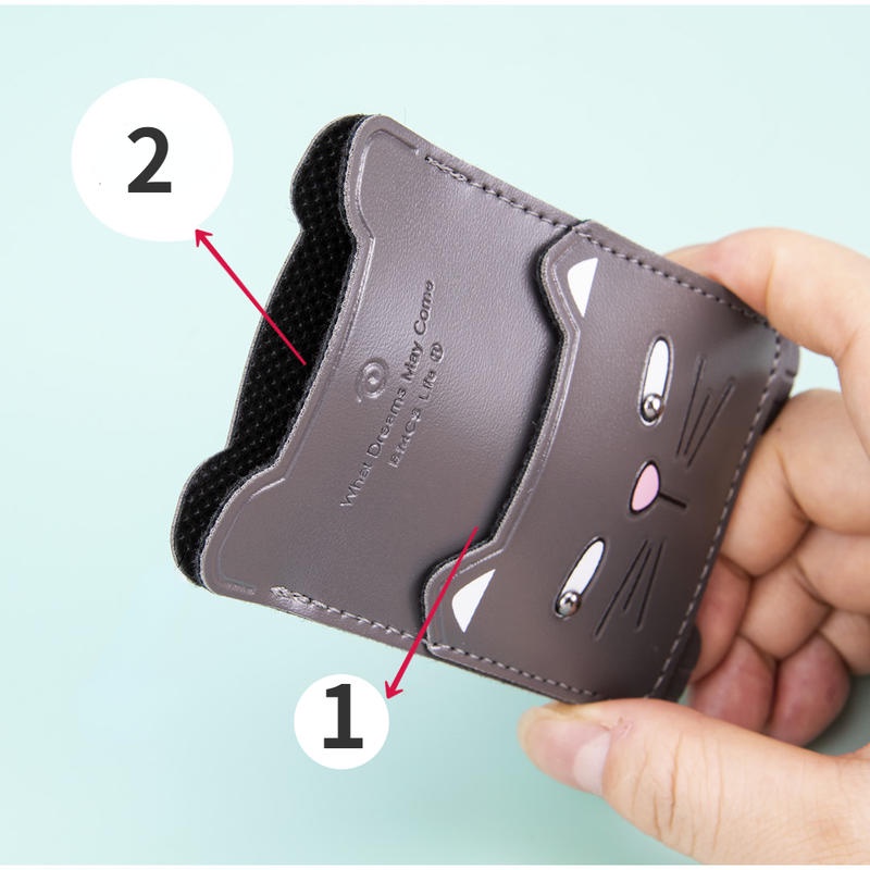 Túi Đựng Thẻ Bằng PU Họa Tiết Gấu Trúc / Thỏ / Mèo / Ếch Hoạt Hình Sáng Tạo Cho Điện Thoại