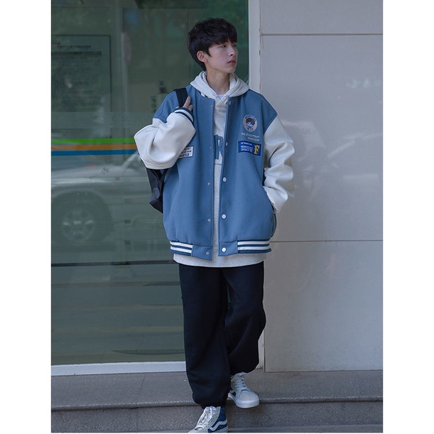 Áo Bomber Fom Nam Nữ Nỉ Phối Tay Họa Tiết Hoạt Hình Cậu Bé 3 Màu Siêu Hot - Dáng Rộng Fom Thụng Hot Trend 2021