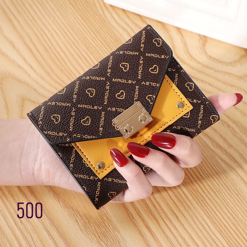 VÍ NGẮN NỮ CẦM TAY MINI MADLAY TRÁI TIM 500 KHÓA NÚT BẤM SANG CHẢNH