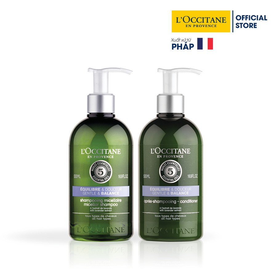 [Mã FMCGM100 - 10% đơn 500K] L'occitane dầu gội và dầu xã Gentle &amp; Balance Ddành cho mọi loại tóc