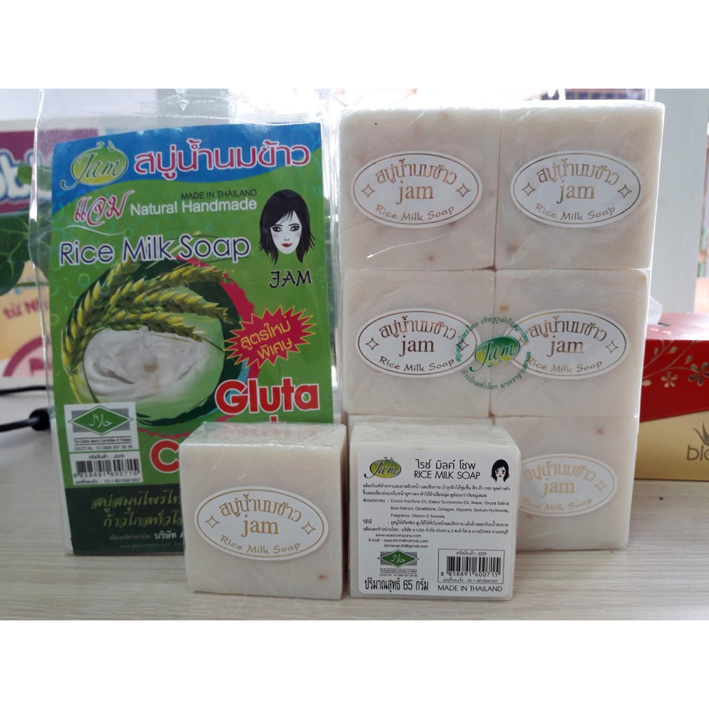 XÀ PHÒNG KÍCH TRẮNG CÁM GẠO JAM RICE MILK SOAP GLUTA 60G HÀNG THÁI LAN