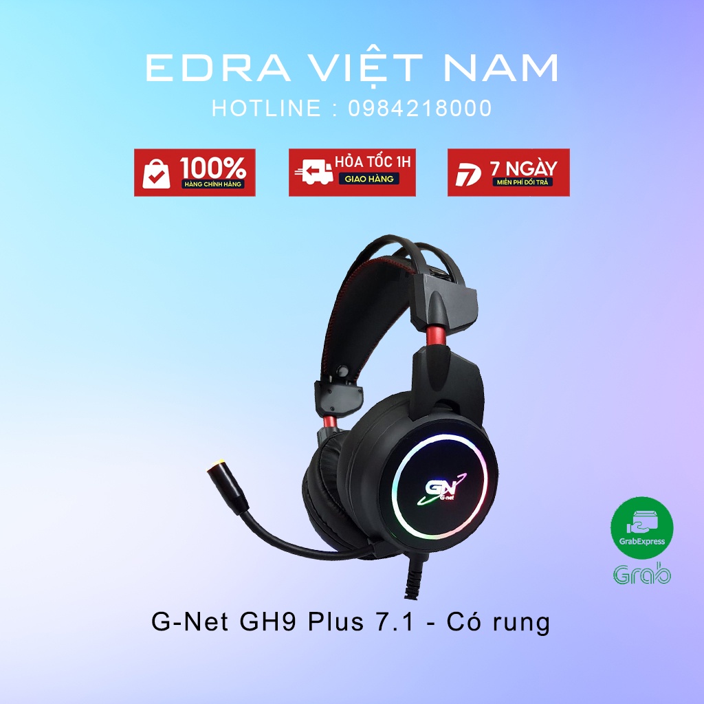 Tai nghe gaming G-Net GH9 Plus 7.1 - Có rung - Đèn led RGB - Âm thanh giả lập 7.1 - Chính hãng - Bảo hành 12 tháng
