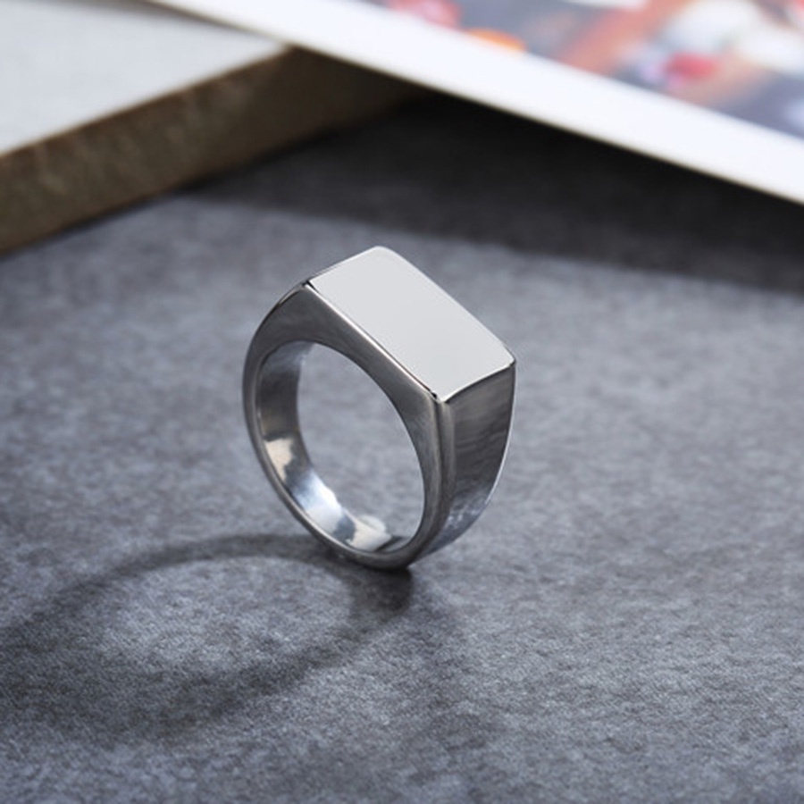 Nhẫn thép titan màu vàng/bạc/đen hình chữ nhật phong cách cổ điển cho nam