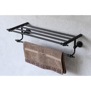 Kệ để khăn đồng đen,Giá phơi khăn, thanh, treo, mắc khăn mặt,Giá treo khăn nhà tắm 2 tầng Kanly GCK13B