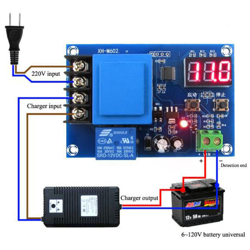 Mô-đun điều khiển sạc pin Lithium kỹ thuật số bảo vệ công tắc XH-M602
