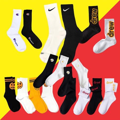 TẤT DREW HOUSE, CHAMPION, NIKE, JORDAN hàng đẹp, loại cao cấp, thời trang, nam nữ, Sneaker, Unisex - Siêu mềm, ôm chân.
