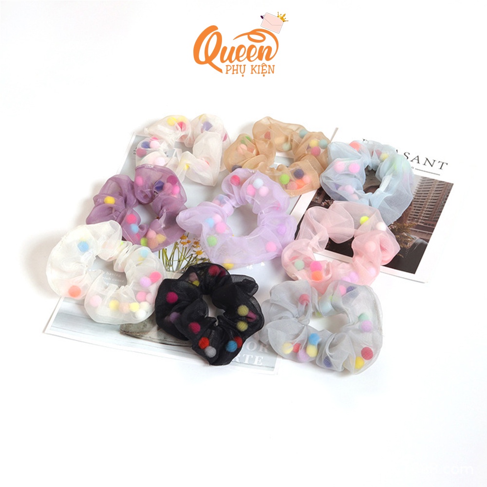 Buộc Tóc Nữ Hạt Bông Bi Vải Phong Cách Hàn Quốc