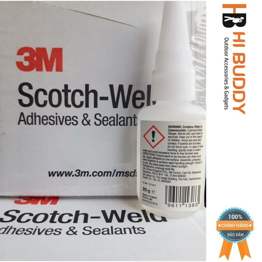 ( AN TOÀN ) Keo Siêu Dính 3M PR100 Scotch-Weld Plastic & Rubber Instant Adhesive 20g Hibushop