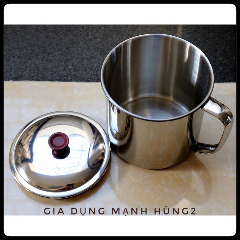 CA  CỐC INOX 9cm CÓ NẮP ĐẬY