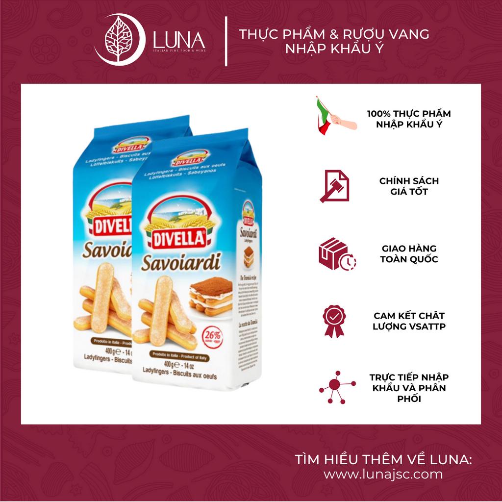 Bánh Lady Finger Savoiardi DIVELLA gói 400g chuyên làm tiramisu [Bánh Sampa Ý Chính Hãng]