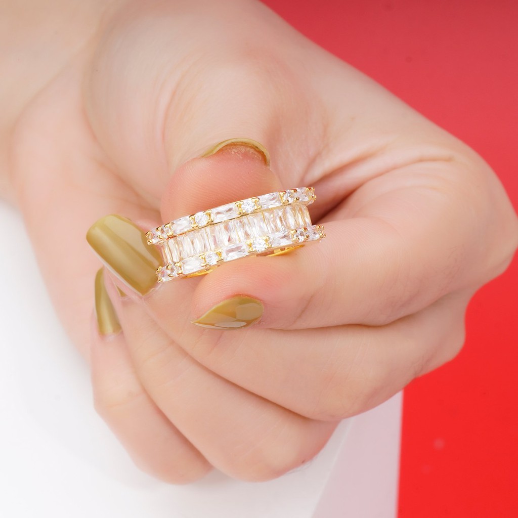 Nhẫn nữ UHA mạ vàng 18K đính đá CZ N533160-175