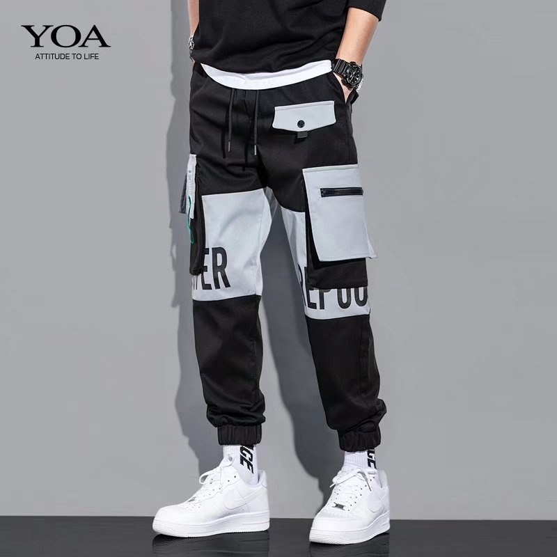 Quần ống rộng nhiều túi màu sắc chất lượng cao phong cách đường phố Hàn Quốc thời trang cho nam size S-5XL