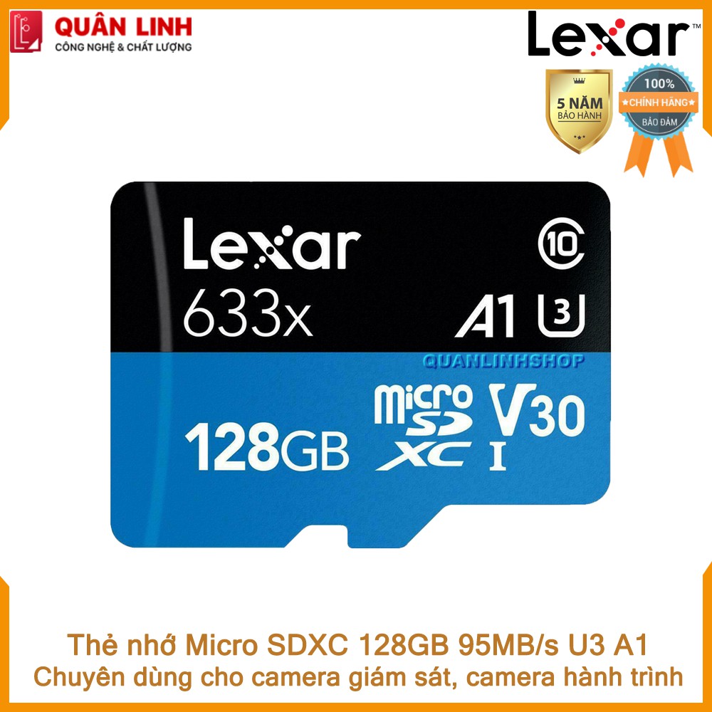 Thẻ nhớ Micro SDXC 128GB A1 UHS-I V30 U3 95MB/s Lexar chuyên dùng cho Camera giám sát, hành trình | BigBuy360 - bigbuy360.vn