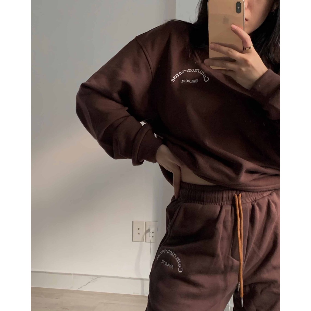 COMMON SENSE-Áo sweater nỉ màu nâu | BigBuy360 - bigbuy360.vn