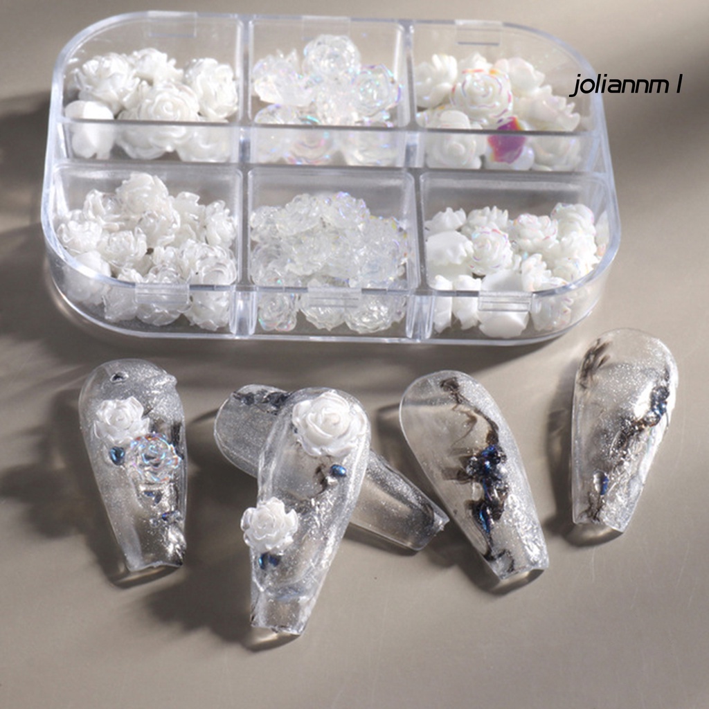 Set 90 phụ kiện trang trí móng tay hình hoa trà 3d bằng nhựa resin